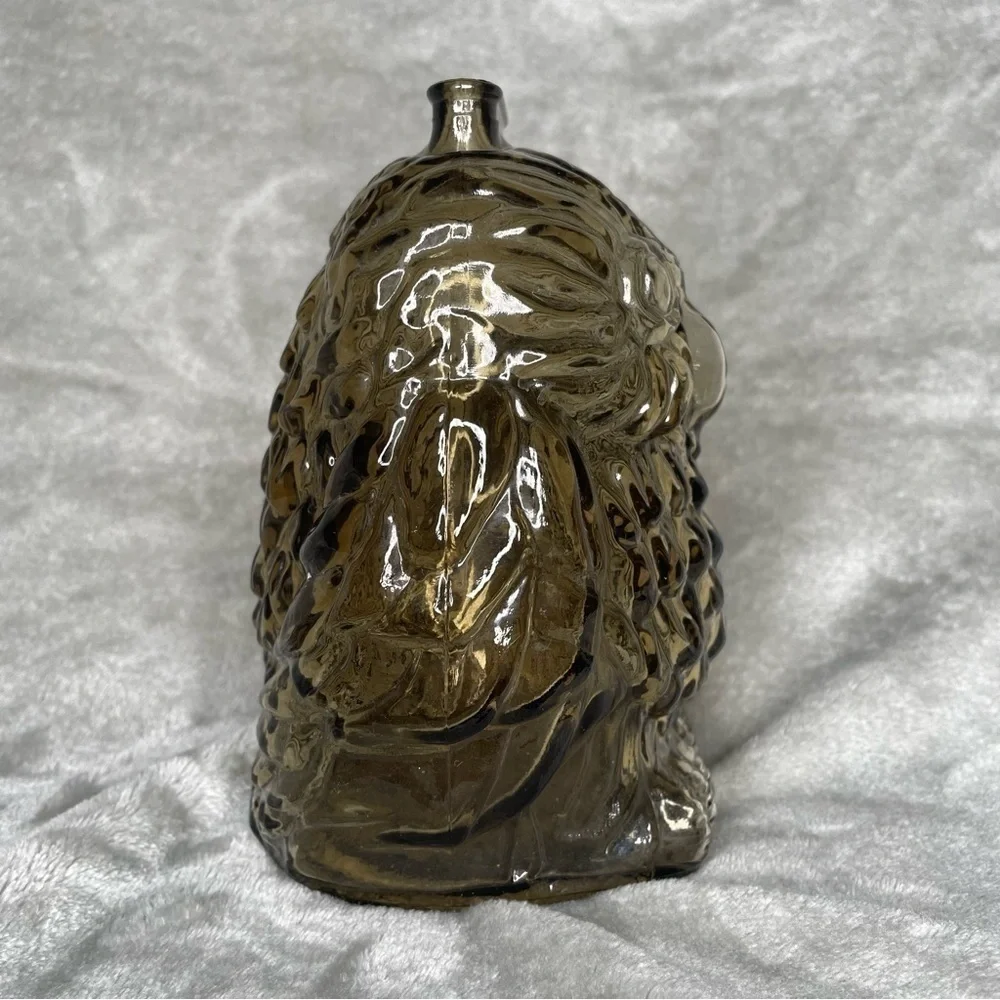 Vintage Wise Old Owl Smoked Glass Coin Bank MCM Home Decor Collectible